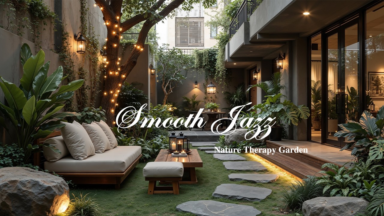 Умиротворяющая Джазовая Музыка Для Расслабления | Освежающее Ощущение В Саду Для Природной Терапи...