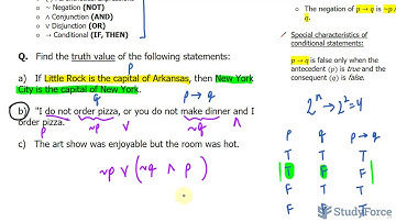 📚 How to find truth value from a written statement (Question 2, ~P ∨ (~Q ∧ P))