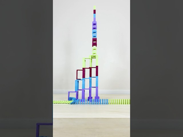 Slow-mo domino tower topple #H5dominocreations @StayFawnTop