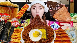 Korean Jjimjilbang Mukbang Bibim guksu SPA FOOD Chanllenge EATING SHOW by HIU 하이유