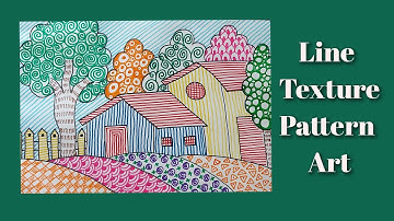 Natural scenery using line art , pattern art & Texture art // Landscape drawing using lines.