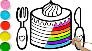 🎂🍴How To Draw a Colorfull Birthday Cake, Knife &amp; Fork | Easy Step by Step Tutorial 