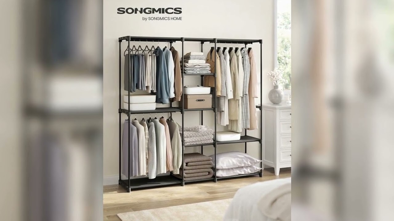A must-have product! SONGMICS Portable Open Wardrobe, Clothes Rack, Freestanding Wardrobe with Clo