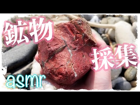 【お外でASMR】ジャスパーを探しに海へ / グリーンジャスパー ＆ 巨大レッドジャスパー / テロップ有り【鉱物採集】