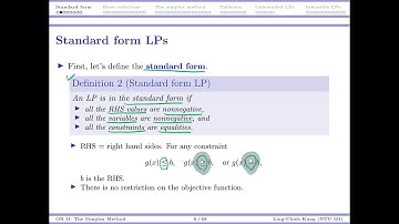 [OR2-Algorithms] lecture 2: Simplex Method #3 Standard form LPs