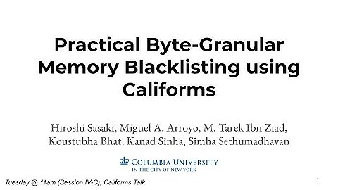 Practical Byte-Granular Memory Blacklisting using Califorms -  MICRO 52 Lightning Talk