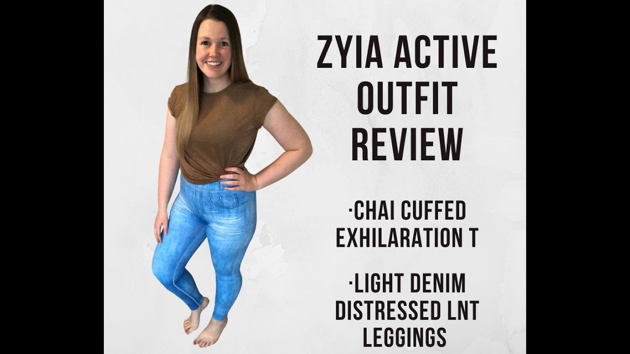 ZYIA Active Review: Light Denim Distressed LnT Leggings & Chai Cuffed  Exhilaration T 