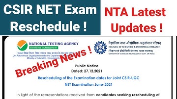 NTA Latest Updates ! Joint CSIR-UGC NET Exam June-2021।। CSIR-NET 2021-22 ।। UGC Net Exam Date 2021
