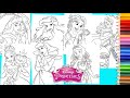 Coloring Princess Ariel Snow White Cinderella Aurora Tiana COMPILATION for kids