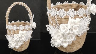 DIY keranjang mini || Kerajinan anyaman tali rami || How to make a mini basket with jute rope