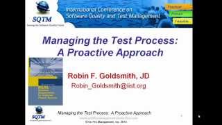 Software Testing Training | Managing the Test Process A Proactive Approach