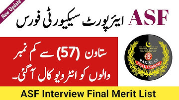 ASF Interview Latest Update | Airport Security Force (ASF) Final Merit List For Interview By ITS