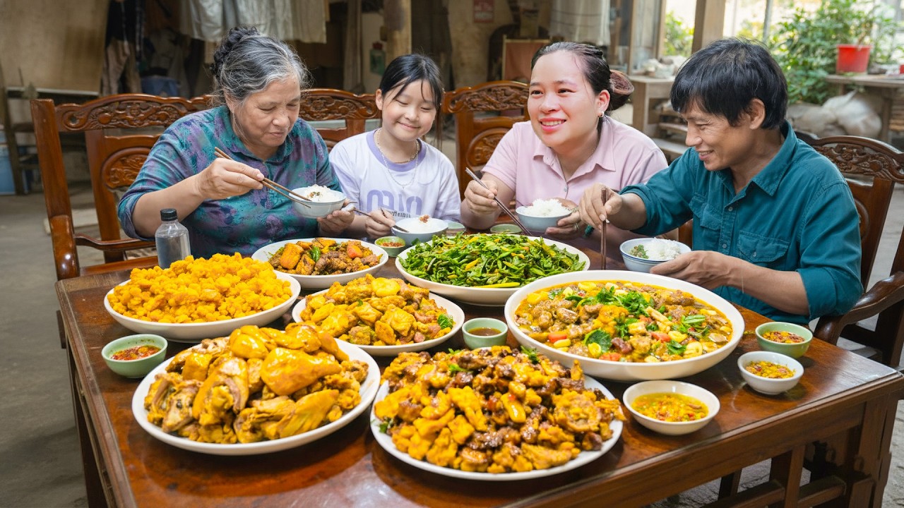 How to Cook Hearty Traditonal Meal with My Birth Parents and Daughter - Harvest Huge Vegetable Farm