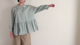 Vent d'ouest 60ローンワッシャー襟付き8分袖ブラウス ベージュ