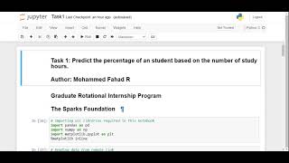 Task 1- Prediction using Supervised ML at THE SPARKS FOUNDATION