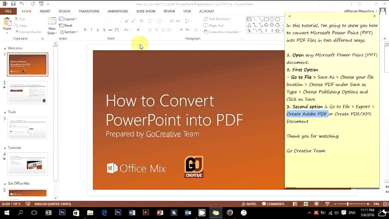 how to create powerpoint presentation from pdf