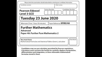 FP2 2020 Pearson Edexcel A level Further maths