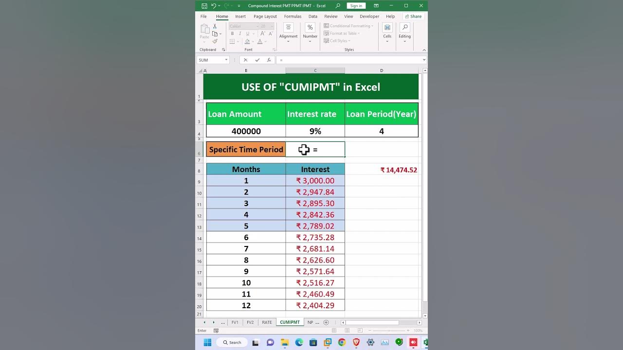 CUMIPMT Function in Excel. YouTube