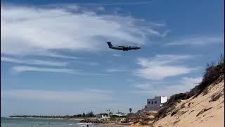 Largest US Military Aircraft (C-5M Super Galaxy) Coming in to Land Over The Beaches in Rota, Spain