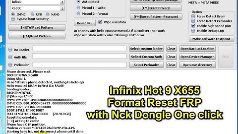 Infinix Hot 9 X655 Format Reset FRP with Nck Dongle One click