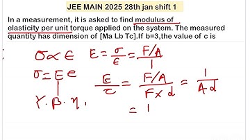 JEE MAIN 2025(28jan shift1)In a measurement, it is asked to find modulus ofelasticity per unit torq