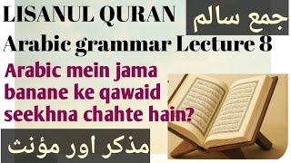 Arabic Grammar Class 8 | Jama Muzakkar Saalim aur Moannas Banane Ka Tareeqa | Learn Arabic Easily