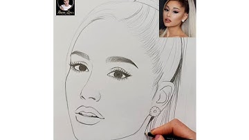 How to Draw Ariana Grande ✏️ | Easy Step-by-Step Line Drawing
