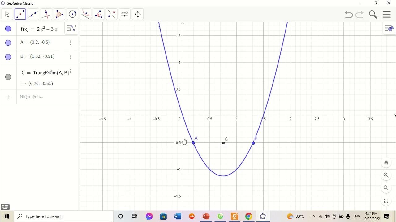 Геогебра график функции построить Geogebra Xác định đỉnh và trục đối xứng của Parabol - YouTube
