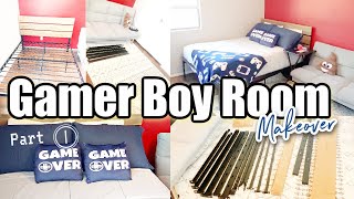 GAMER BOY ROOM MAKEOVER. DIY Boys Room Makeover on a Budget. Gamer Room Ideas for Boys