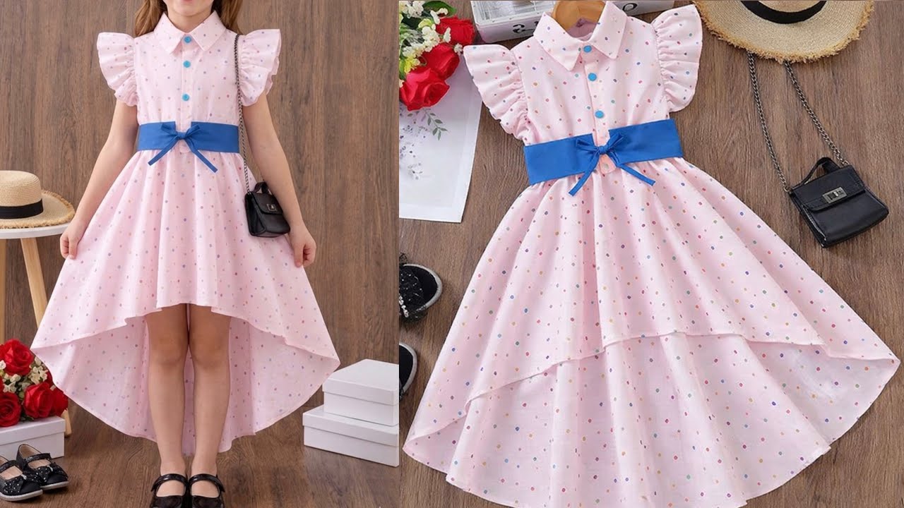 Beautiful Umbrella Cut High Low Baby Frock With Waistband Cutting and Stitching | DIY Baby Frock