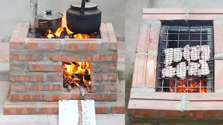 DIY Creative Smokeless Wood Stove From Cement And Fired Bricks