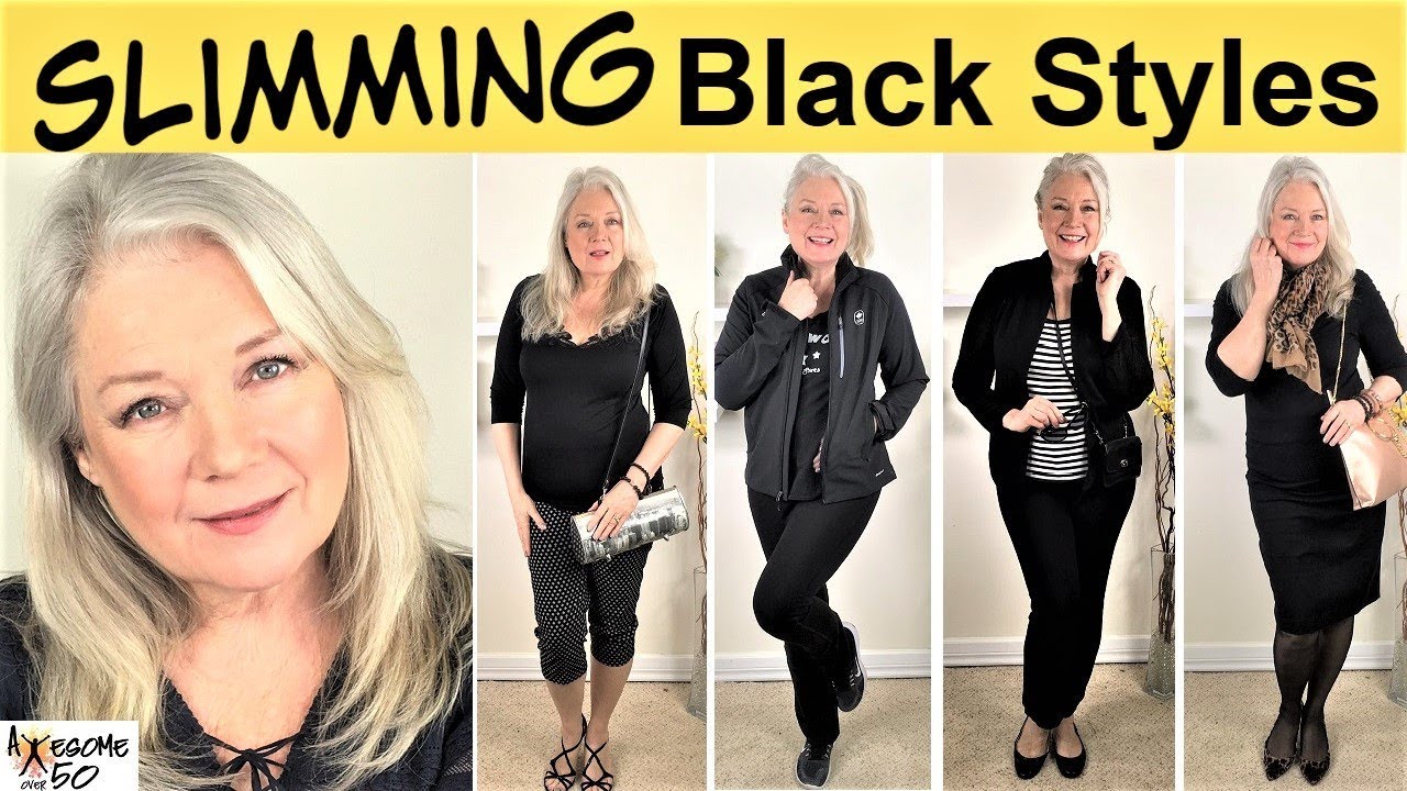 5 Slimming Black Outfits Lookbook & Style Fashion Tutorial, Looks for  Mature Women, Awesome over 50 