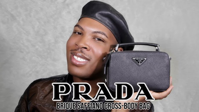 Prada Brique Saffiano Leather Cross-body Bag in Orange for Men