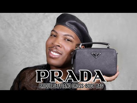 Black Medium Prada Brique Saffiano Leather Bag