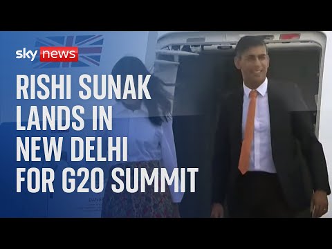 UK Prime Minister Rishi Sunak arrives in India for the G20 summit