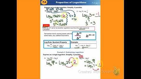 Algebra 2 Lesson 7:4 (part 1) " Logarithmic Properties"