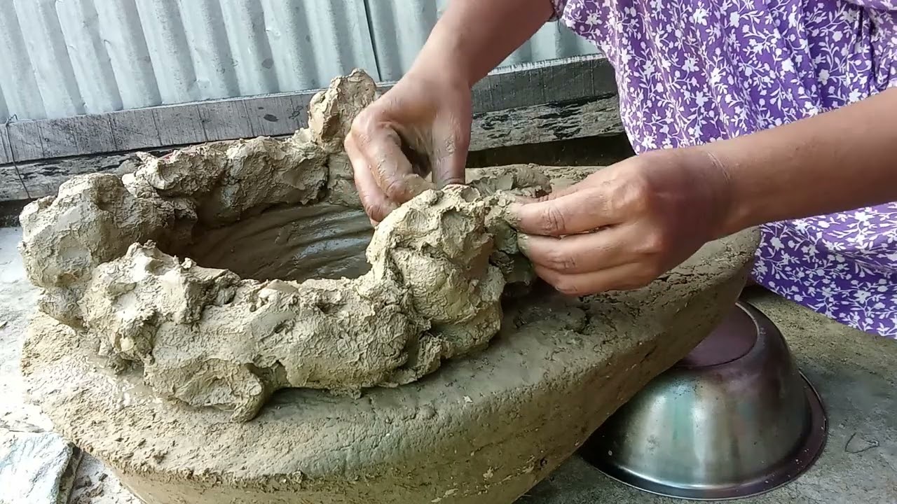 কাদামাটি এবং সিমেন্ট দিয়ে তৈরি চুলা এক চুলা আজিবন রান্না