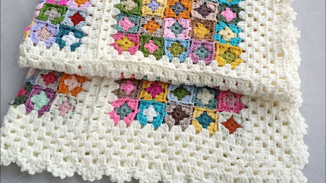 Artan İplerle cıvıl cıvıl Renkleriyle Gözleri Üstüne Çeken Tığ İşi çok kolay Battaniye Yapımı💯