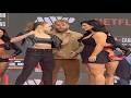 ROUSEY VS CARANO Stare Down – Who's More Confident? 🔥 #FaceOff #mmafighter