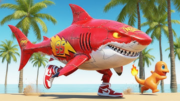 Lightning McQueen Shark Transformation and Charmander Rescue | 3D Animation