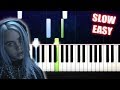 Billie Eilish - lovely (with Khalid) - SLOW EASY Piano Tutorial by PlutaX