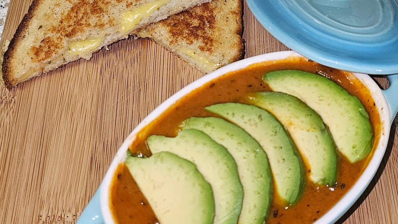 Creamy Basil Tomato Soup and Grilled Cheese  Vibes 🍅🧀