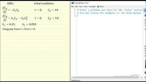 Using PolymathPlus to Solve ODEs in Kinetics