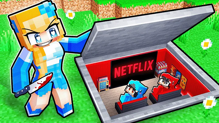 I Built a SECRET Movie Theater To Hide From Crazy Fan Girl in Minecraft...