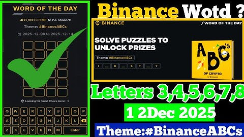 binance Word of the Day Answer Today 12 Dec 2025| 4 Letter binance Word of the Day Answer