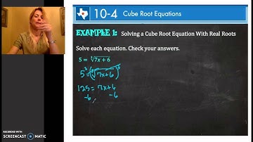 Unit 6: 10-4 Cube Root Equations Ex.1