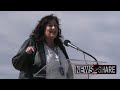 Tara Reade speaks at "Rage Against the War Machine" rally in DC