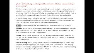 Fruit grower: use job-order or process costing