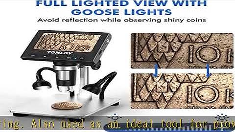 TOMLOV 1000X Error Coin Microscope with 4.3" LCD Screen, USB Digital Microscope with LED Fill Light