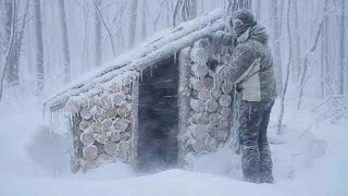 Строительство тёплой и уютной хижины из дров за 101 день | Выживание в экстремально холодную погоду